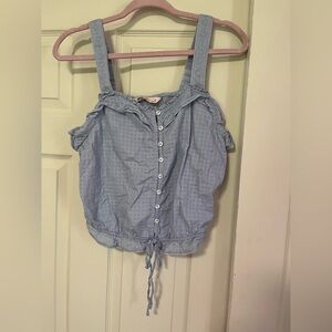 SO Light Blue Button-up Tank Top XL 100% Cotton